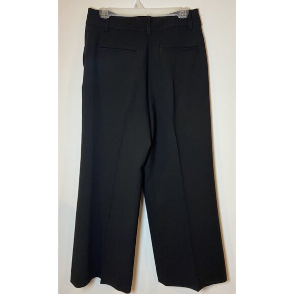 Rag & Bone High Rise Pleated Wide Leg Trouser Pants Virgin Wool Blend Black 8 - Picture 3 of 6